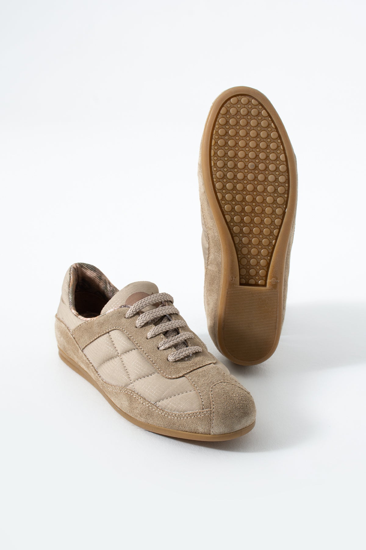 Flufie Bej Süet Detaylı Retro Sneaker | Günlük Spor Ayakkabı