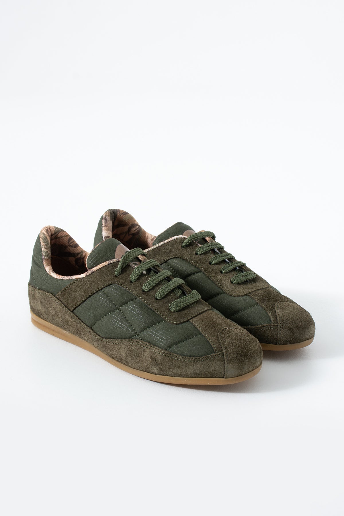 Flufie Haki Süet Detaylı Retro Sneaker | Günlük Spor Ayakkabı